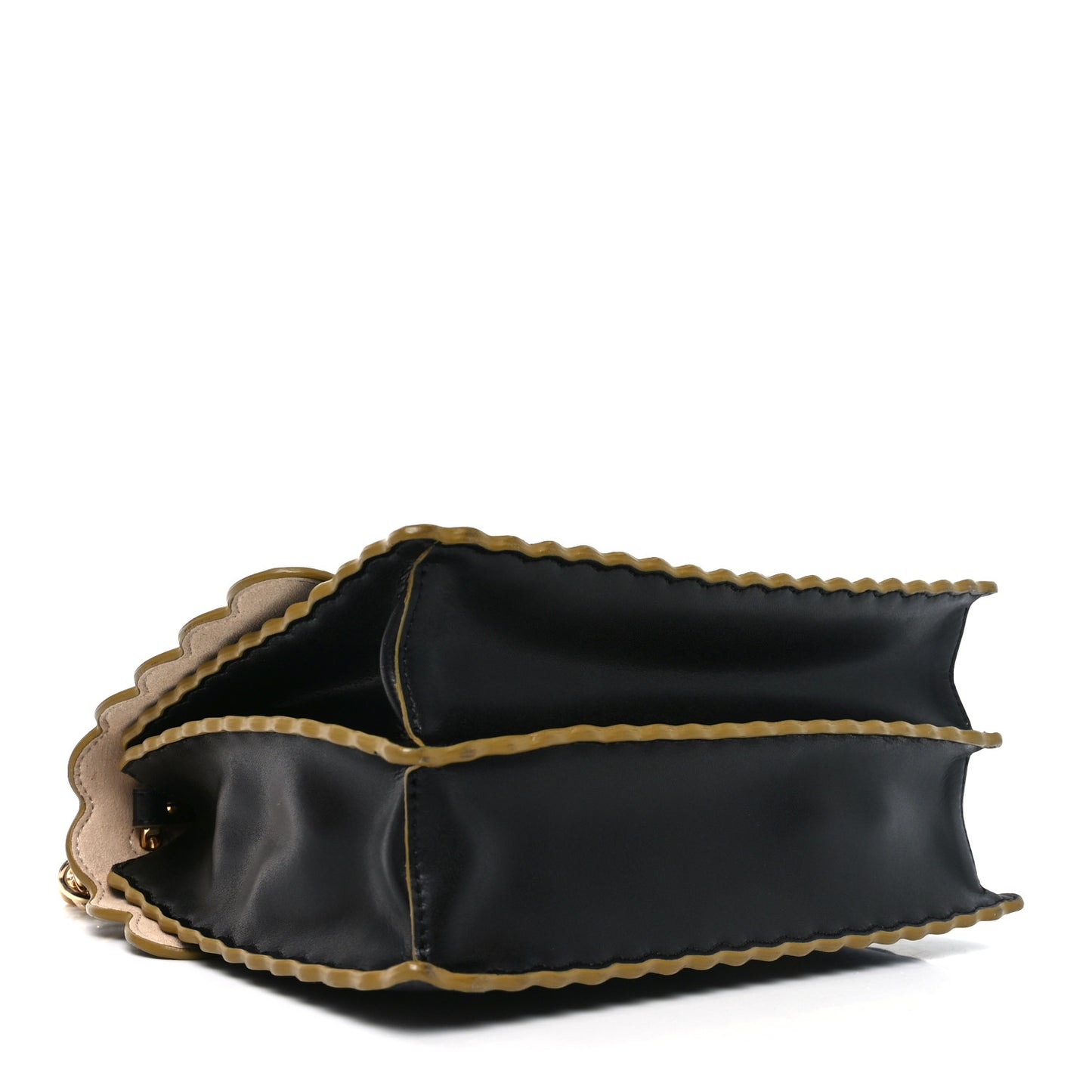 Vitello Liberty Scalloped Studded Kan I Shoulder Bag Black