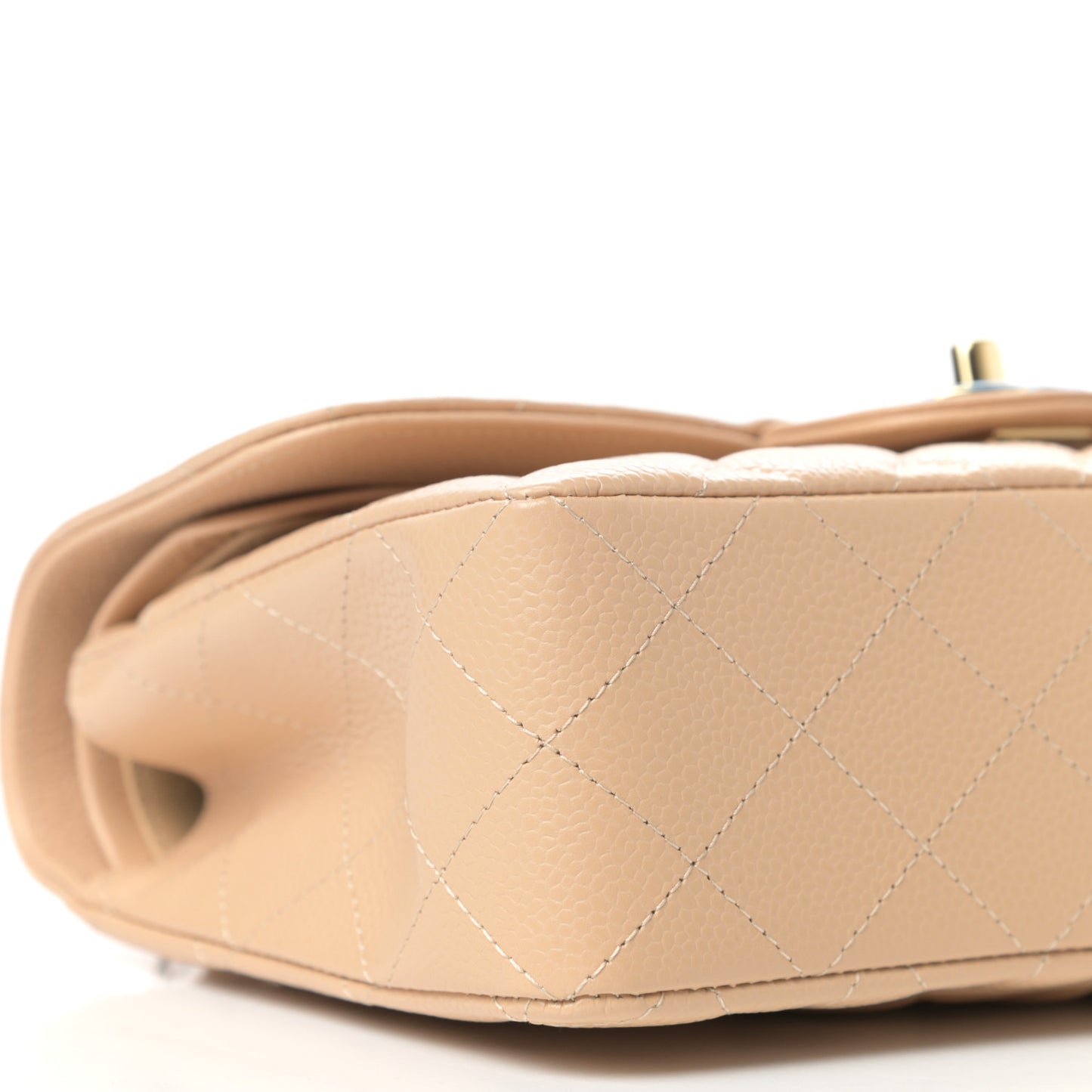 Caviar Quilted Small Double Flap Beige