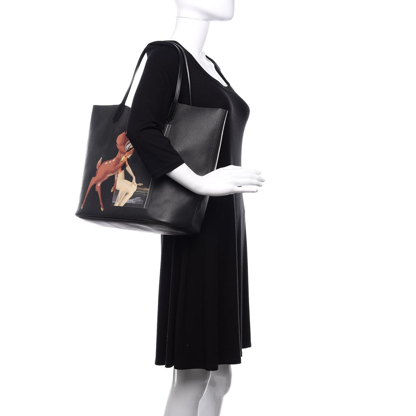 Textured Coated Canvas Bambi Print Medium Antigona Tote