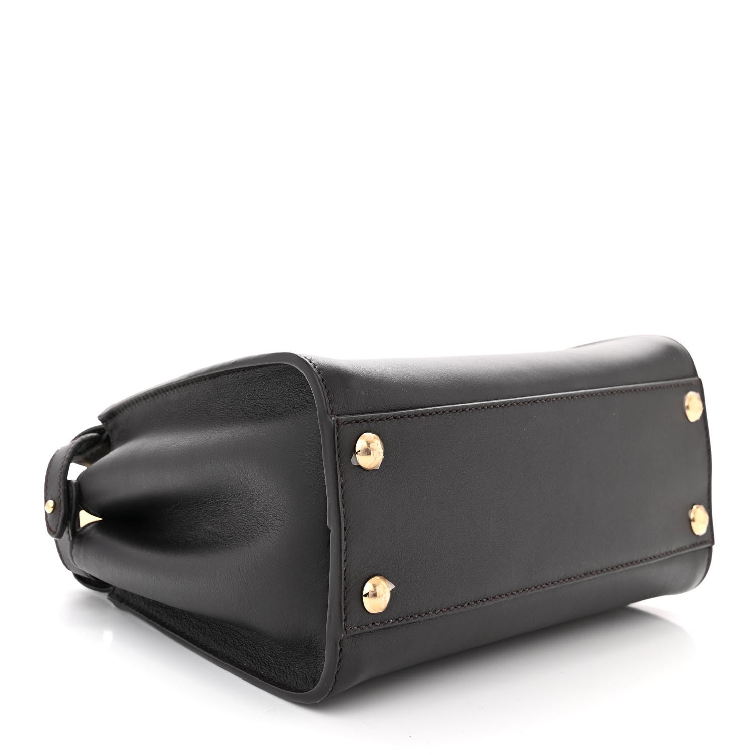 Fendi Vitello Seta Nabuk Pequin Mini Peekaboo Iconic Satchel Ebano Tobacco Moro 4 of 10