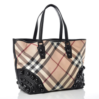 Burberry Nova Check Mega Stud Nickie Tote Black 3 of 14