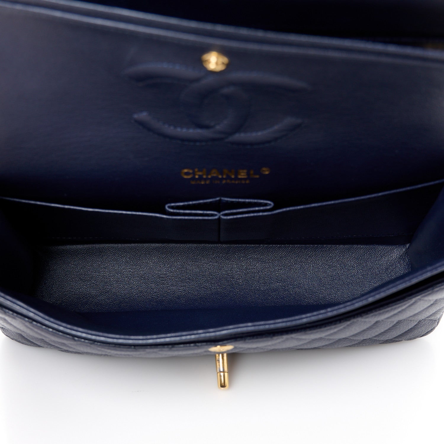 Chanel Caviar Quilted Medium Double Flap Navy 5 of 11
