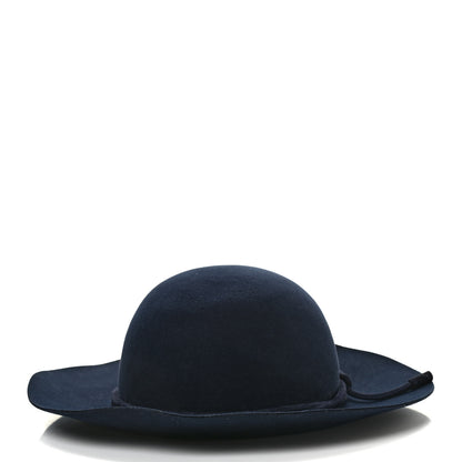 Hermes Rabbit Felt Lambskin Vicky Hat 59 Bleu Nuit 4 of 10