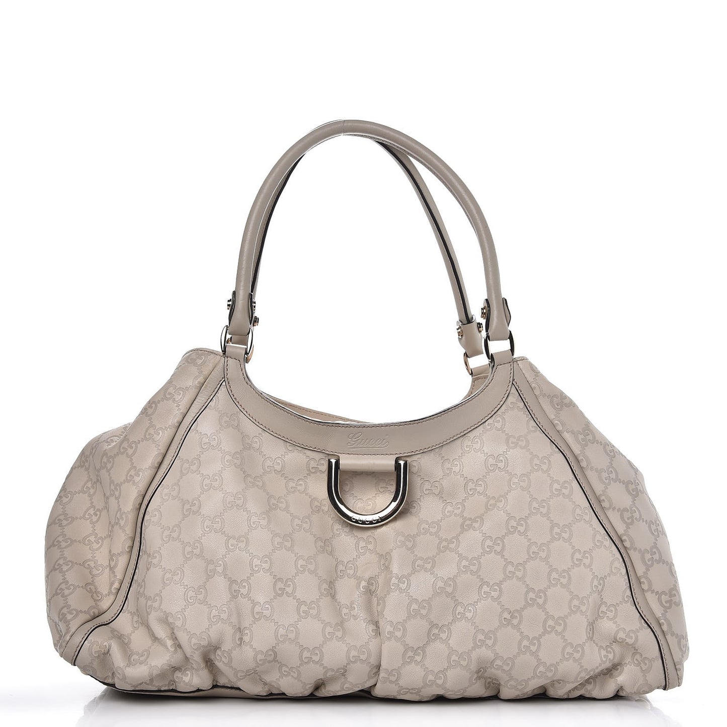 Guccissima Large D Gold Ring Shoulder Bag Off White
