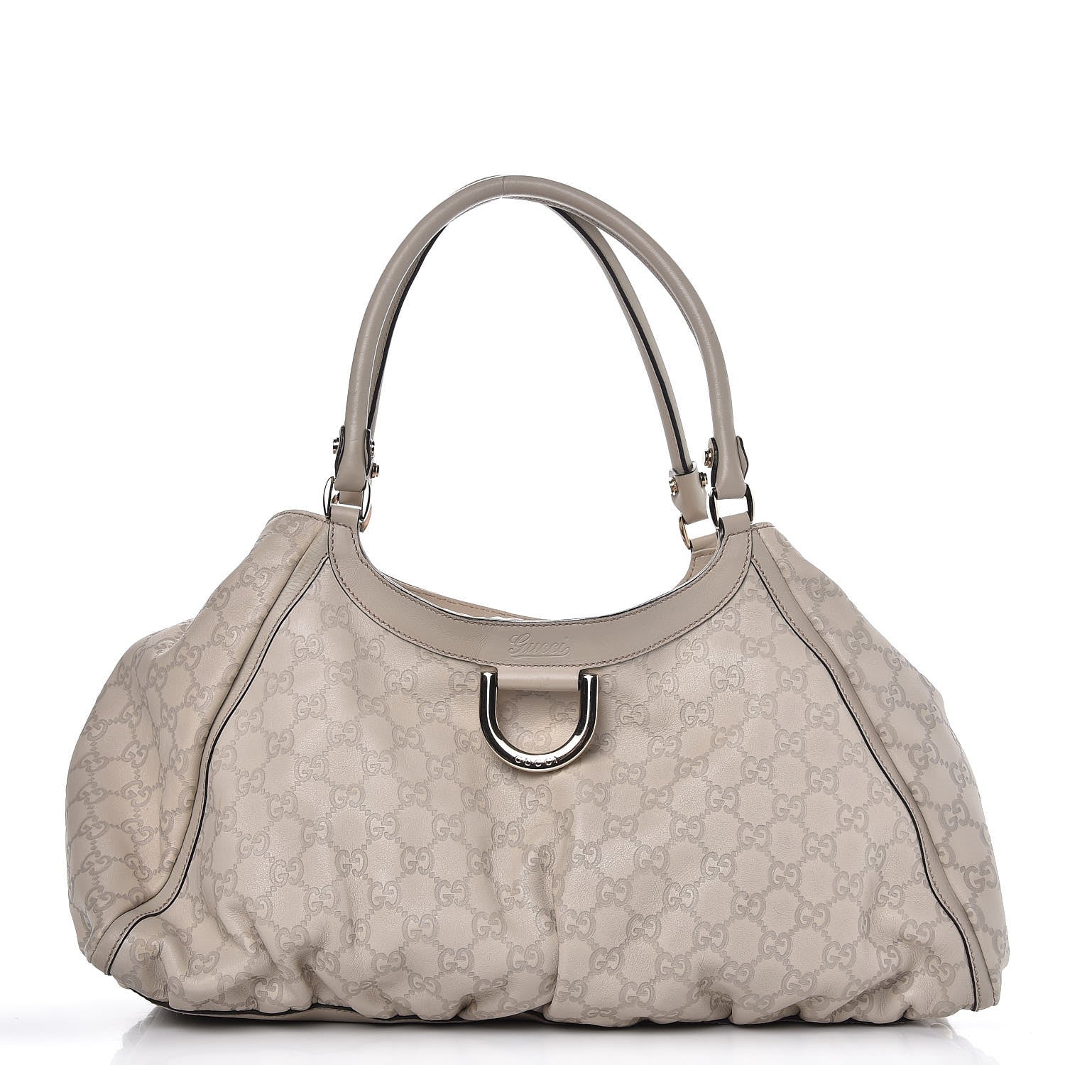 Gucci Guccissima Large D Gold Ring Shoulder Bag Off White 1 of 7
