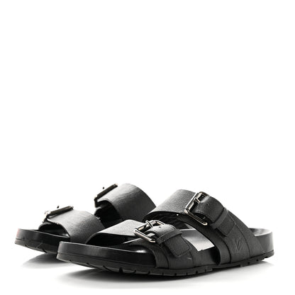Louis Vuitton Taiga Monogram Men Eastside Mule Sandals 7 Black 3 of 9