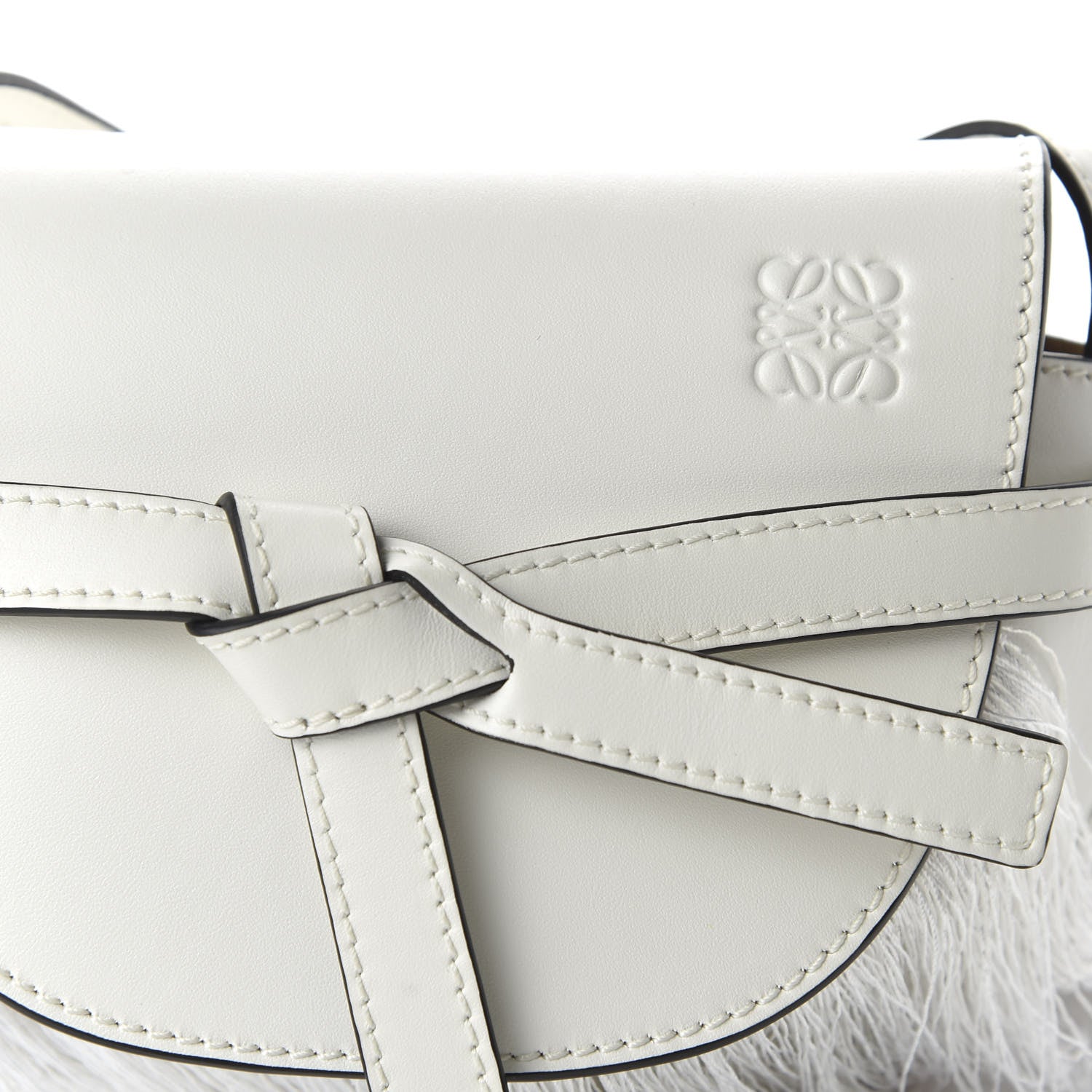 Loewe Calfskin Mini Fringe Gate Crossbody Bag White 10 of 10