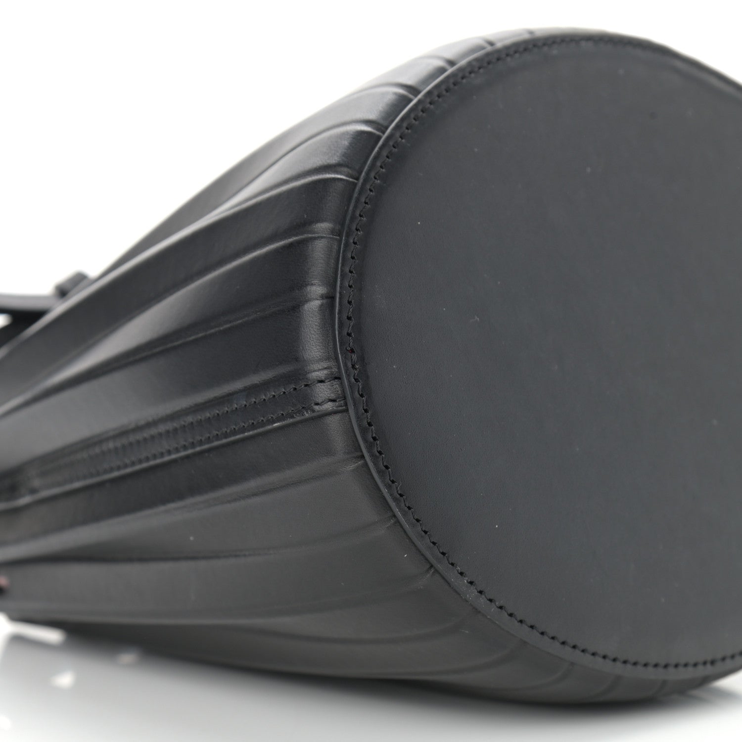 Mansur Gavriel Vegetable Tanned Calfskin Pleated Mini Bucket Bag Black Flamma 9 of 10