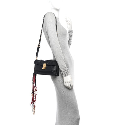 Prada Calfskin Soft Sound Charms Shoulder Bag Black 2 of 14