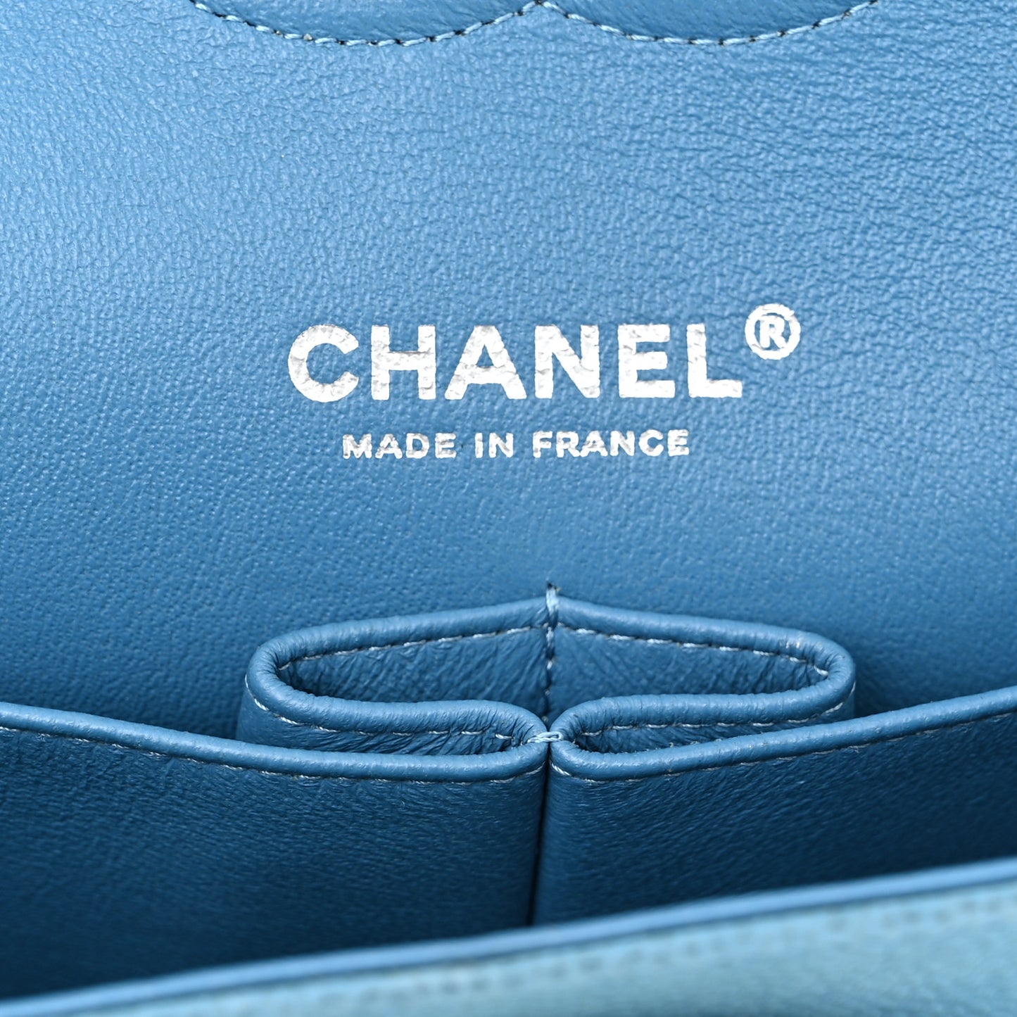 Iridescent Caviar Quilted Medium Double Flap Blue