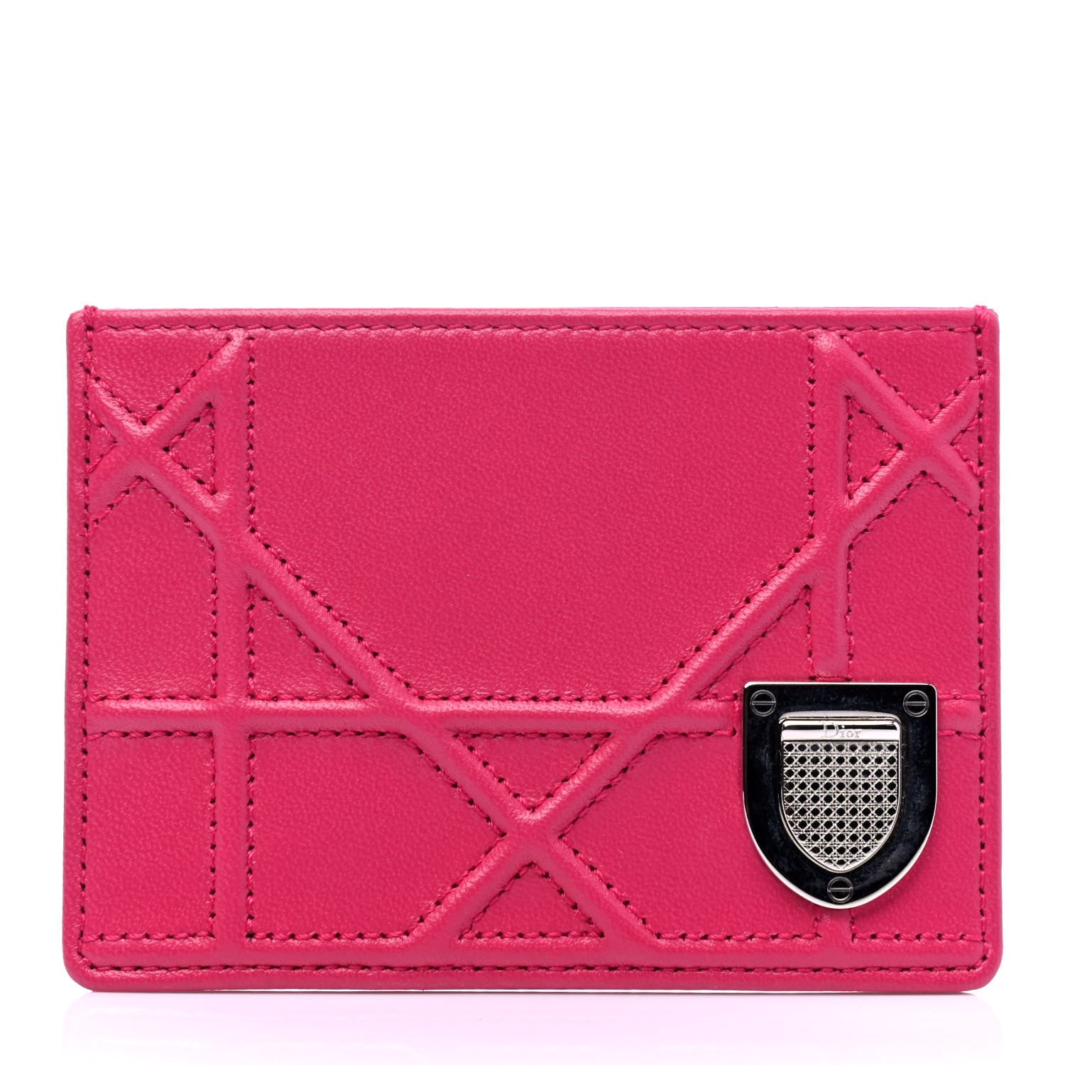 Christian Dior Calfskin Cannage Diorama Card Holder Fuchsia 1 of 5