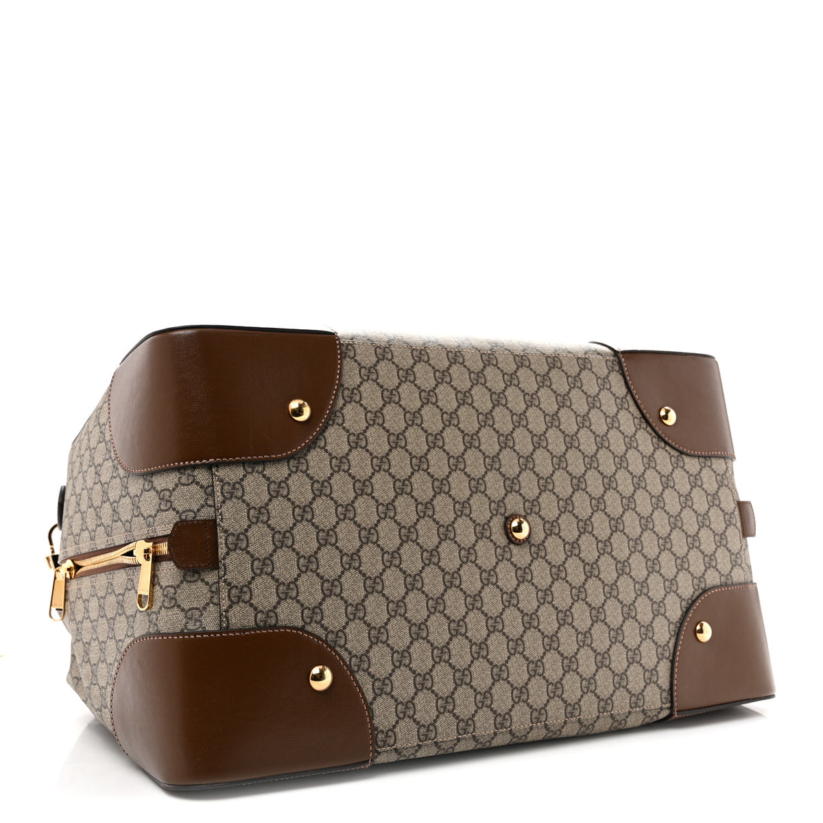 GG Supreme Monogram Azalea Calfskin Retro Interlocking G Large Duffle Bag Beige Ebony Brown Sugar