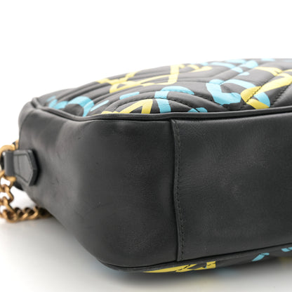 Gucci Calfskin Matelasse GucciGhost Medium GG Marmont Chain Shoulder Bag Black New Acquamarine 9 of 16