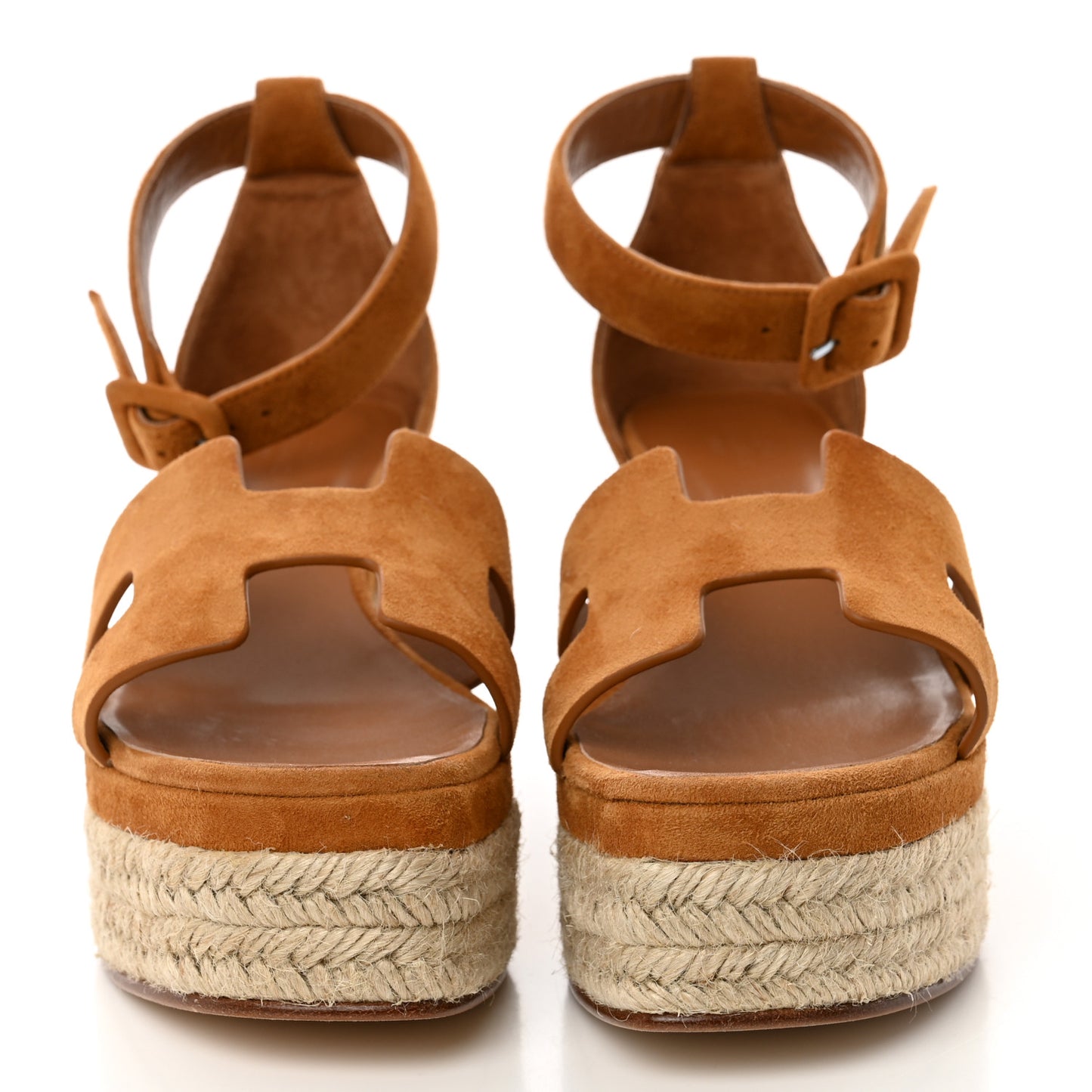 Suede Elda Espadrille Wedge Sandals 38 Naturel