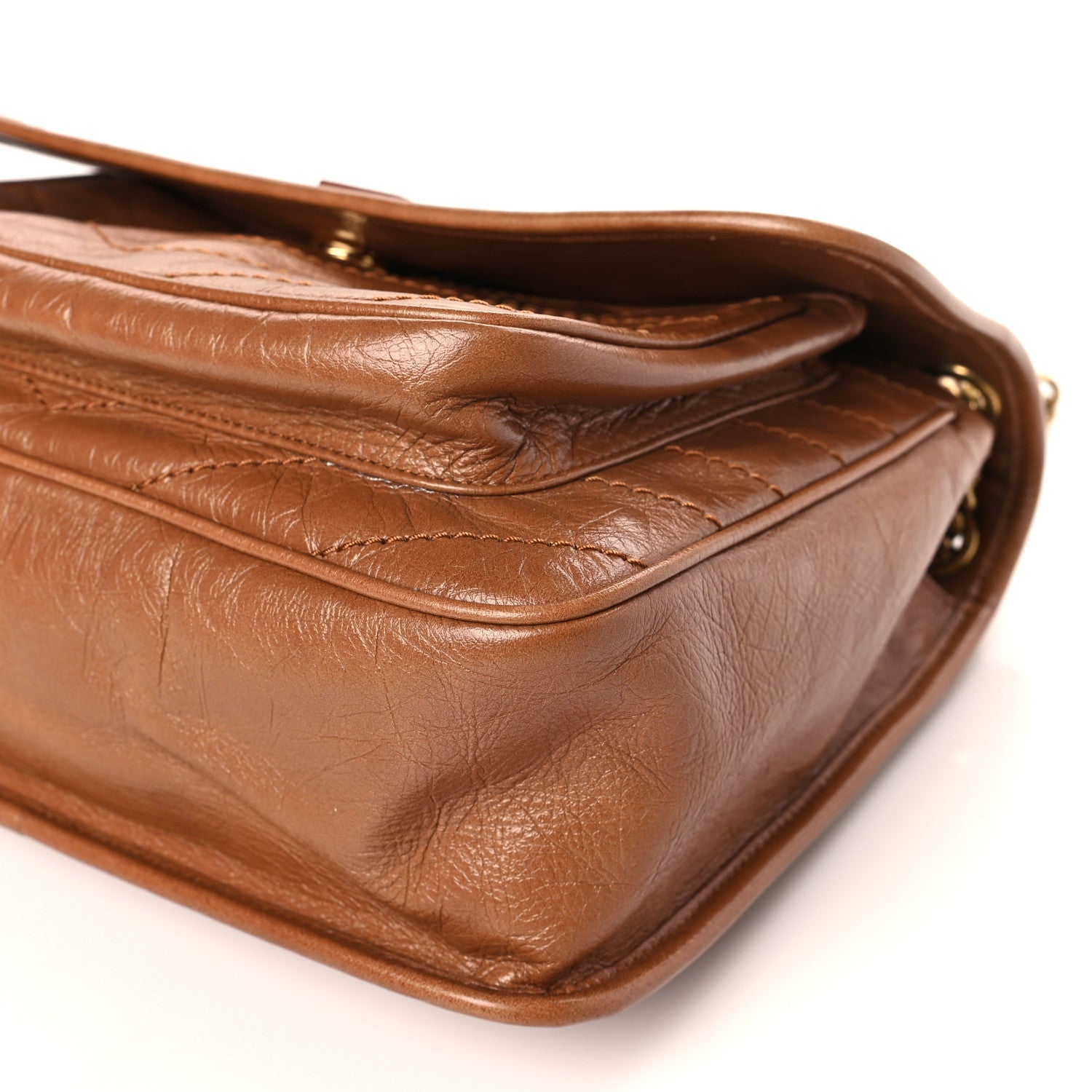Saint Laurent Crinkled Calfskin Matelasse Monogram Medium Niki Chain Satchel Light Caramel 8 of 8