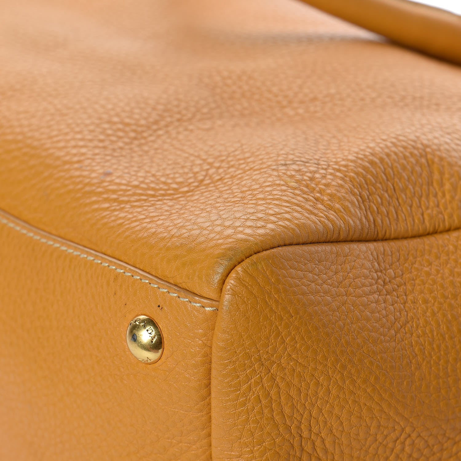 Prada Vitello Daino Top Handle Zip Tote Ocra 10 of 12