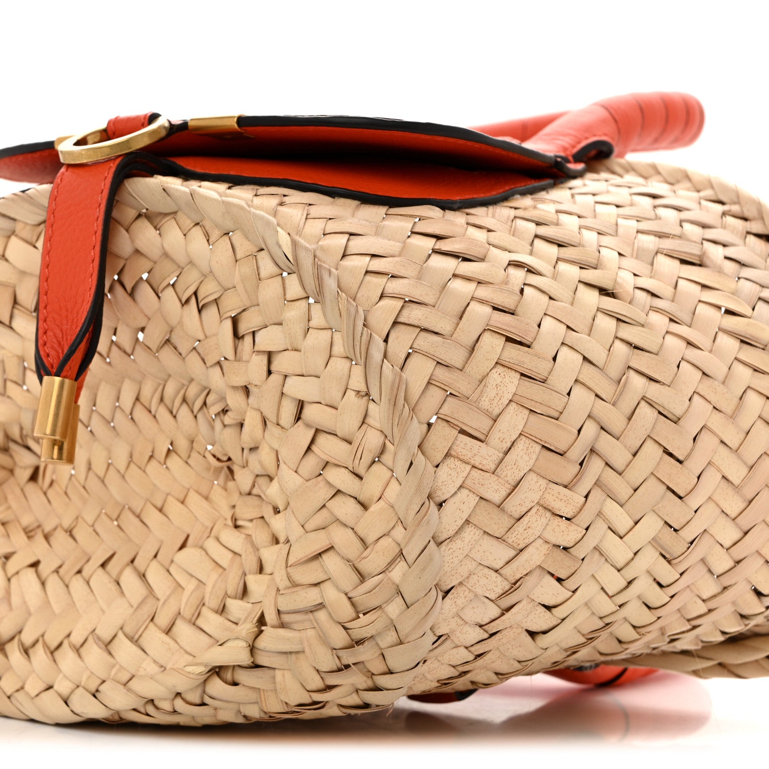 Chloe Raffia Small Grain Calfskin Medium Marcie Basket Orange 10 of 13