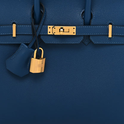 Hermes Madame Calfskin Birkin Sellier 25 Deep Blue 8 of 14