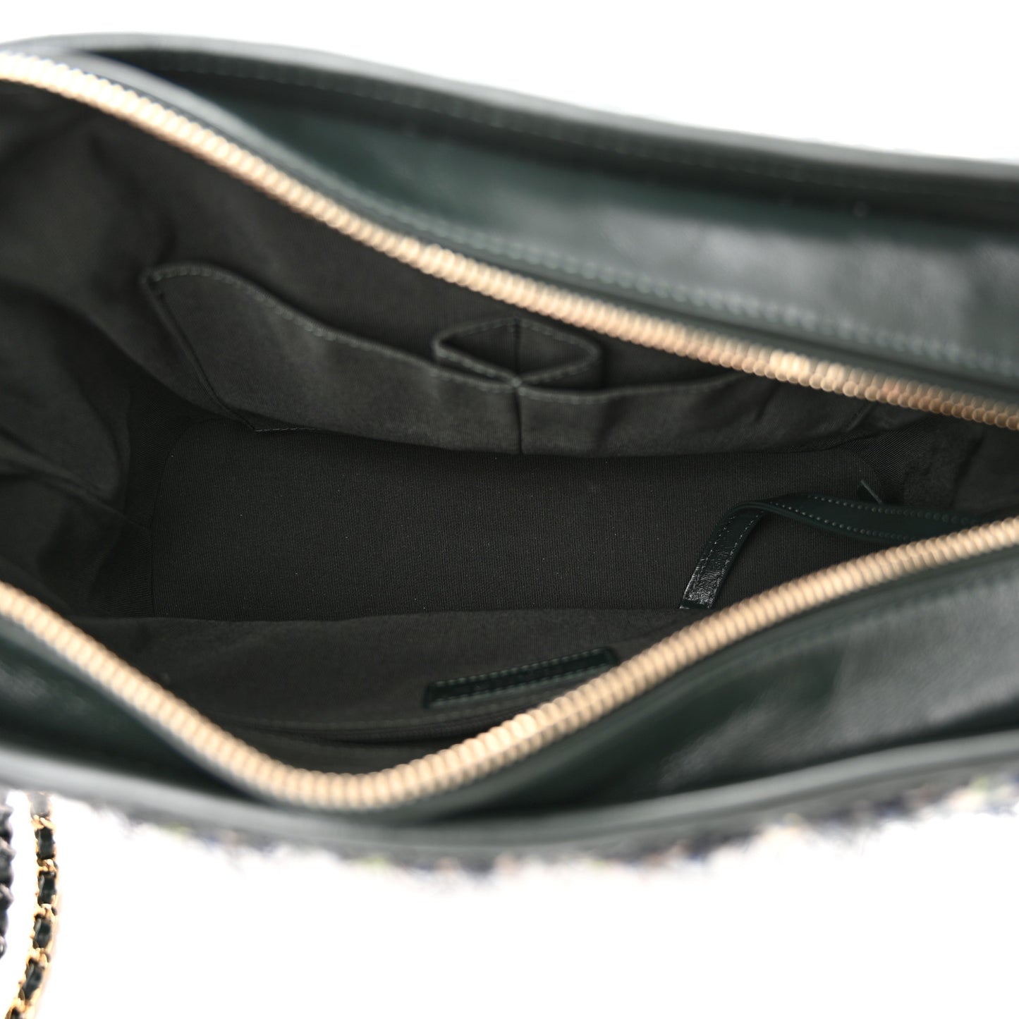 Tweed Calfskin Quilted Medium Gabrielle Hobo Dark Green