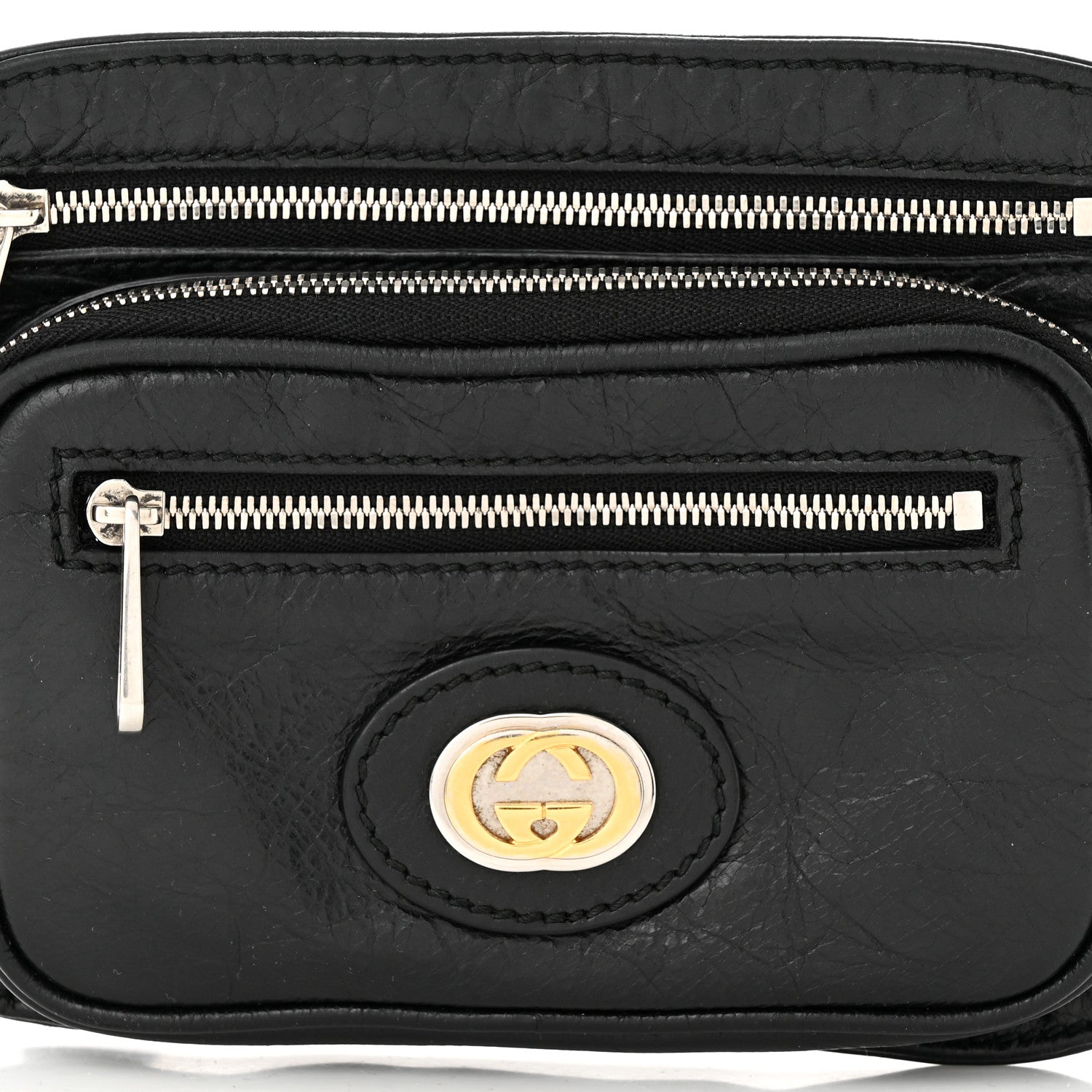 Gucci Fluffy Calfskin Morpheus Double Zip Belt Bag Black 9 of 12