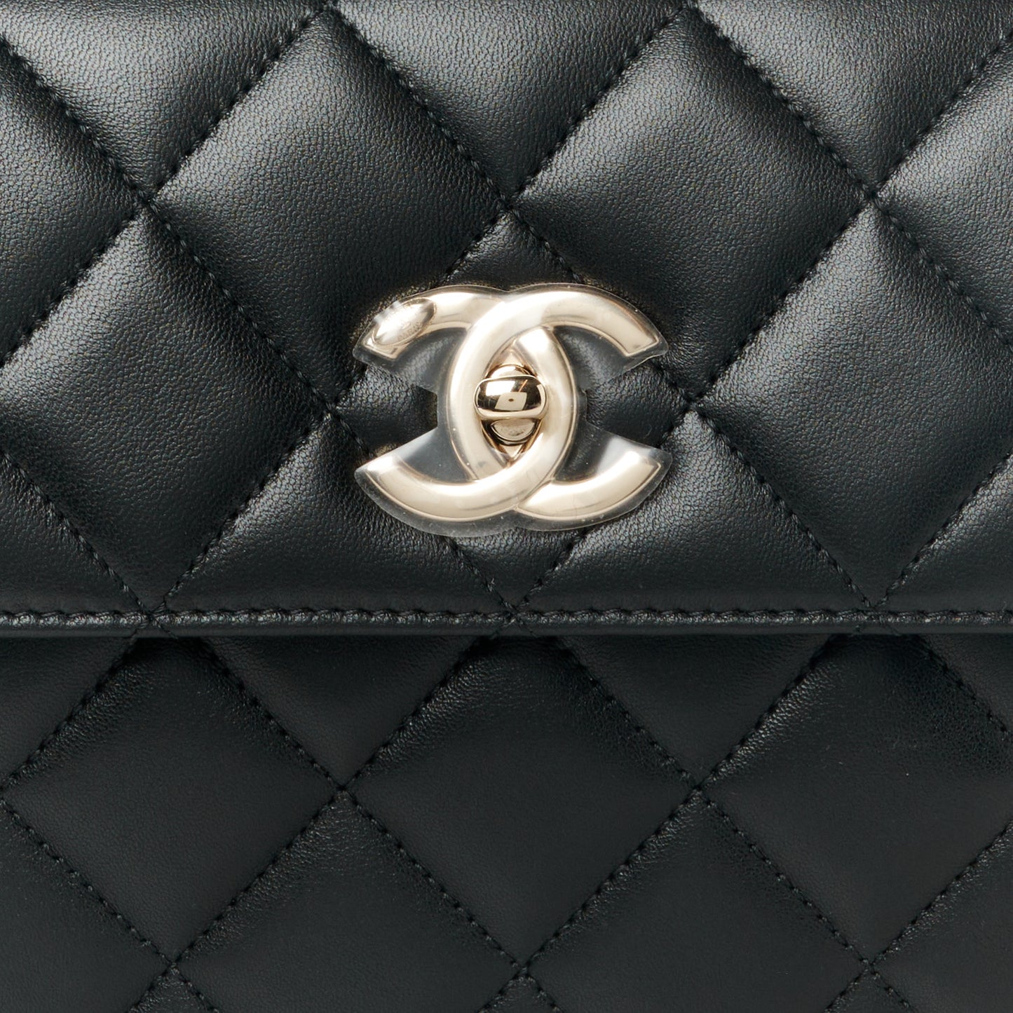 Lambskin Quilted Small Trendy CC Dual Handle Flap Bag Black