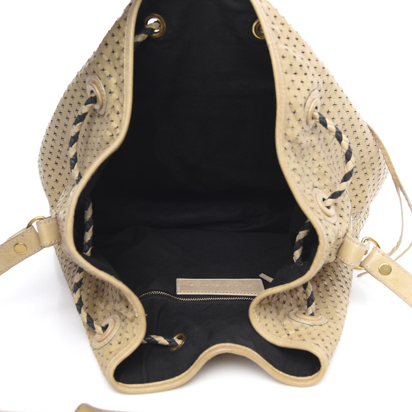 Agneau Arena Laser Cut Cross Classic Gold Hardware Medium Pampille Praline