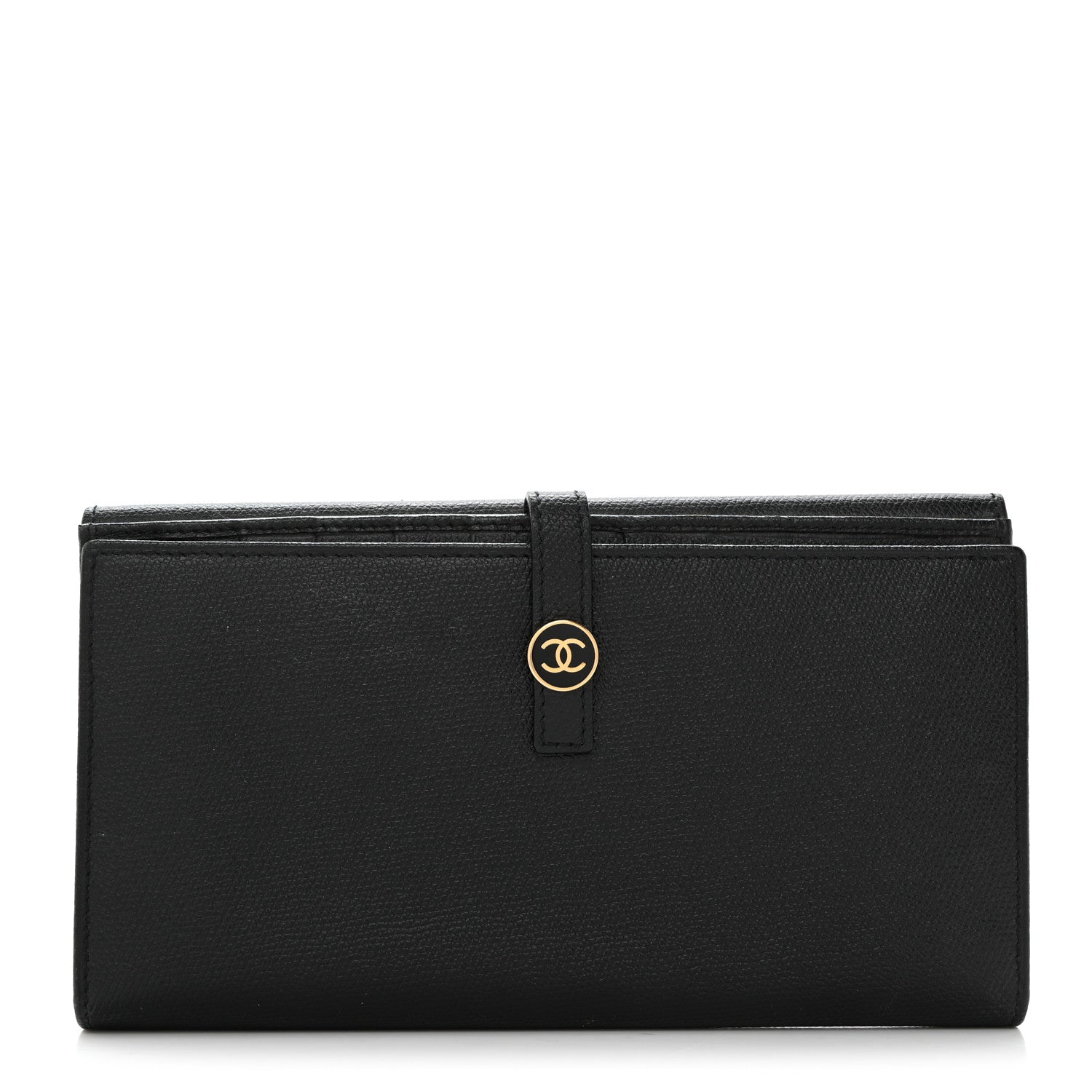 Chanel Grained Calfskin CC Button Long Wallet Black 1 of 9