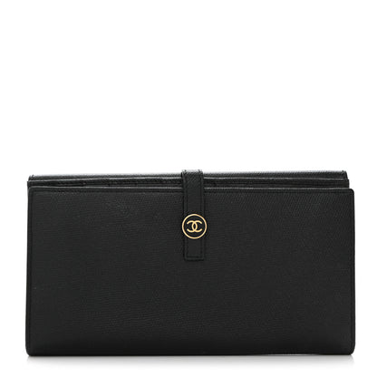 Chanel Grained Calfskin CC Button Long Wallet Black 1 of 9