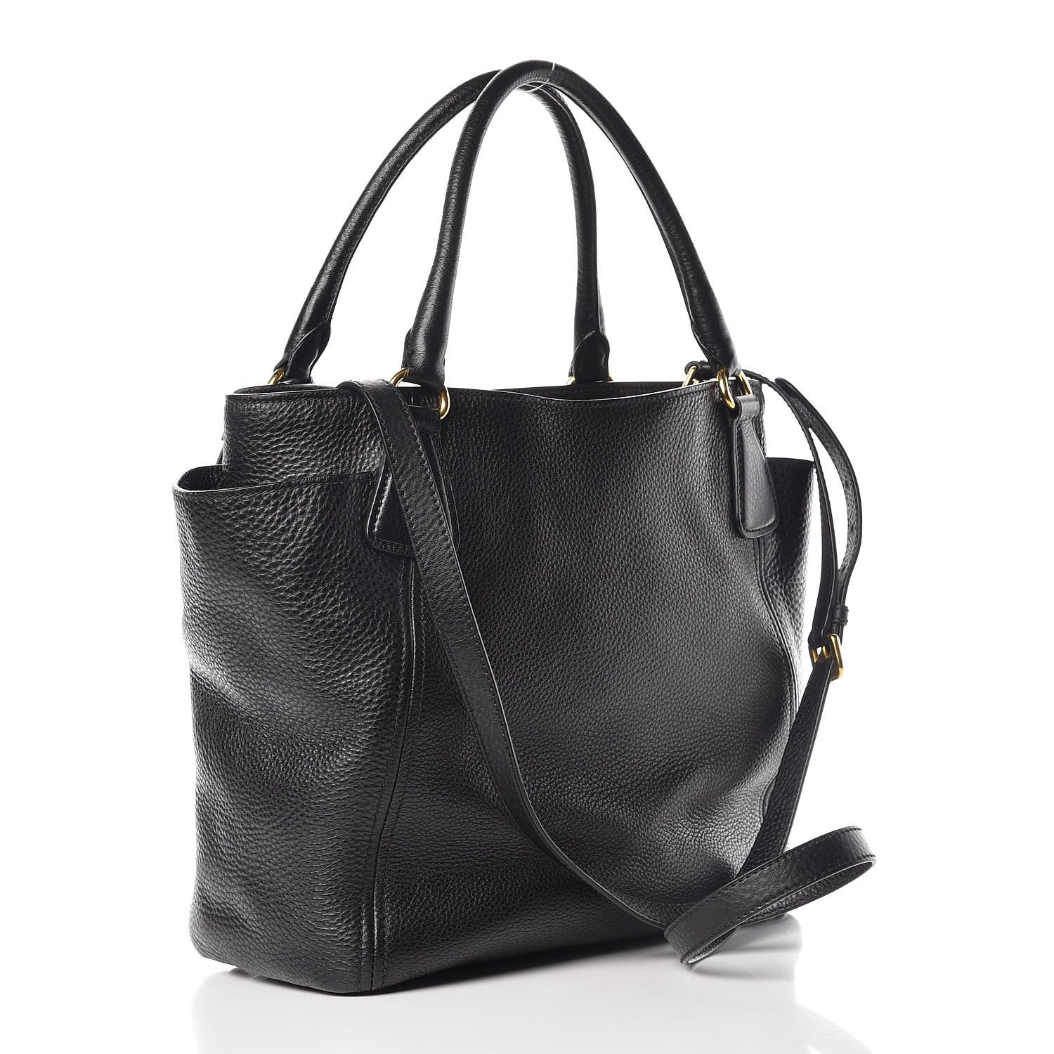 Prada Vitello Daino Shoulder Bag Black 3 of 17
