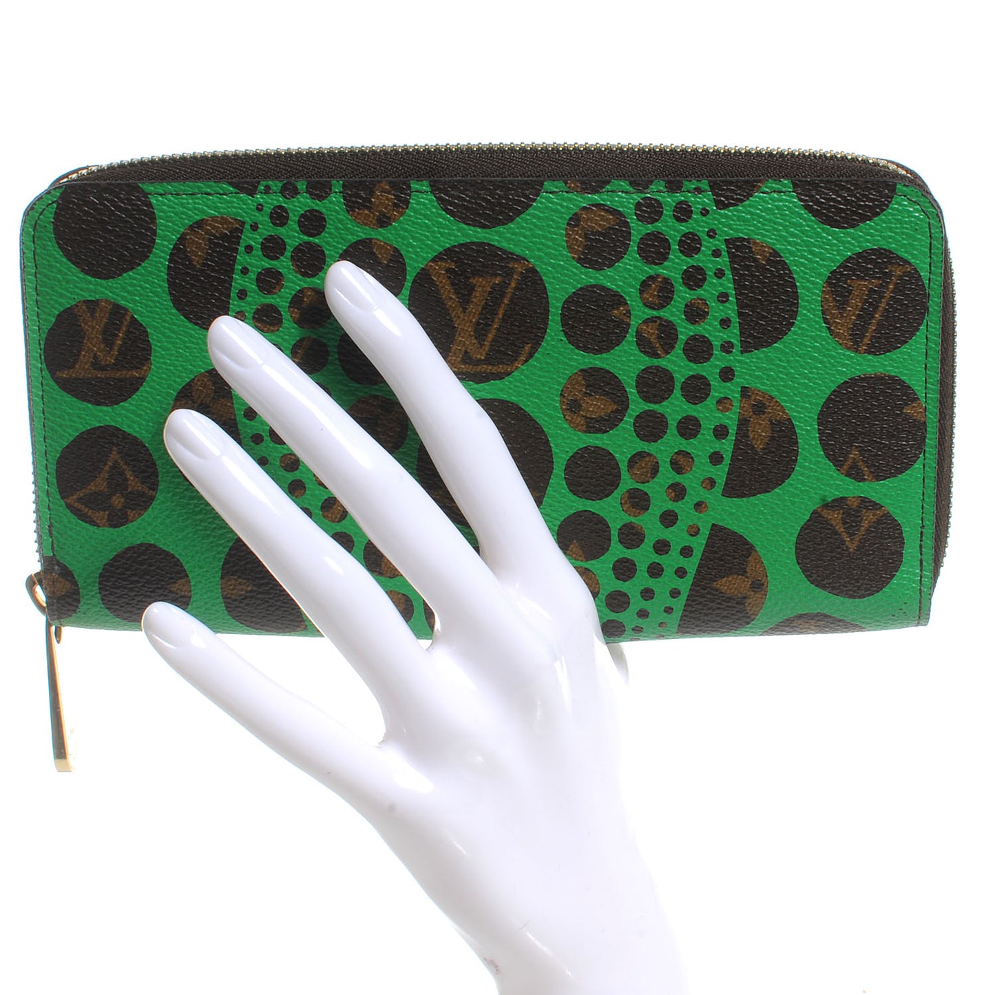 Monogram Kusama Pumpkin Dots Zippy Wallet Green