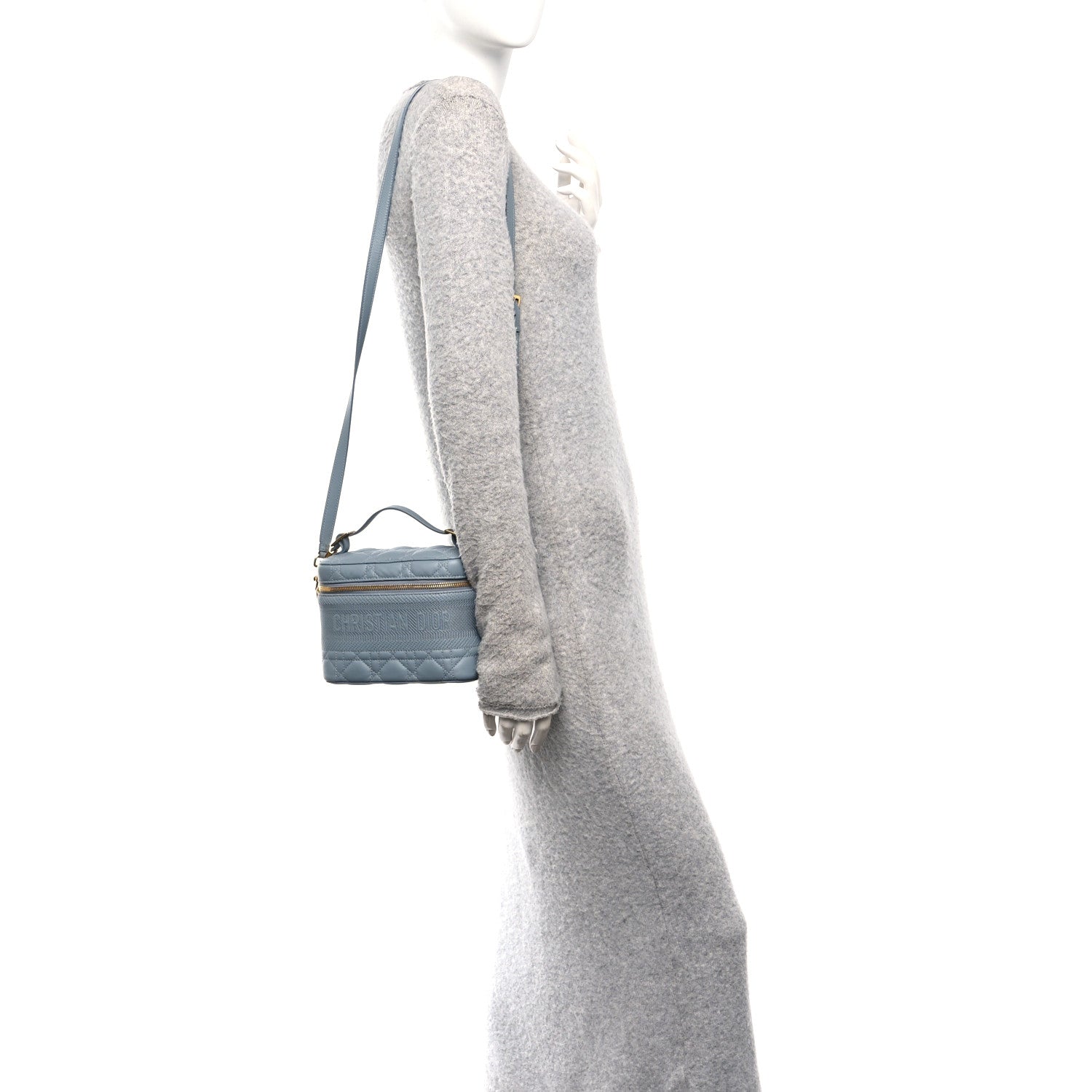Christian Dior Lambskin Cannage Small Diortravel Vanity Case Cloud Blue 2 of 11