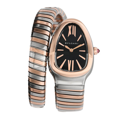 Bulgari Stainless Steel 18K Rose Gold 35mm Serpenti Tubogas Quartz Watch Black 1 of 5