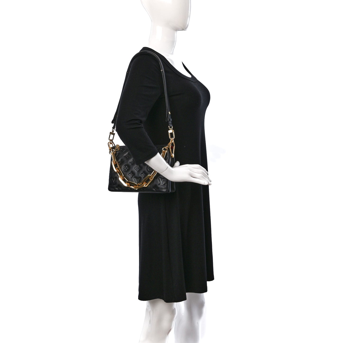 Lambskin Embossed Monogram Coussin BB Black