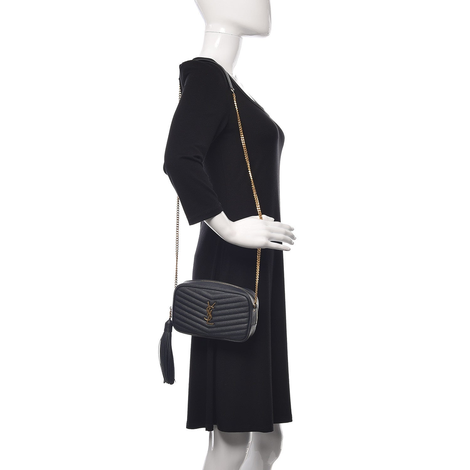 Saint Laurent Grain De Poudre Matelasse Monogram Mini Lou Camera Bag Dark Smog 2 of 13