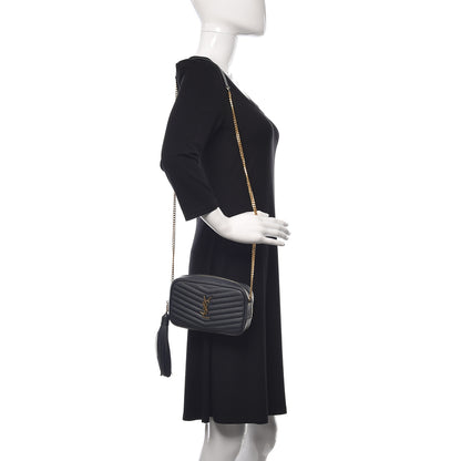 Saint Laurent Grain De Poudre Matelasse Monogram Mini Lou Camera Bag Dark Smog 2 of 13