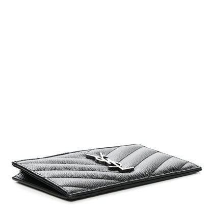 Saint Laurent Monogram Grain de Poudre 5 Fragments Zip Pouch Card Holder Black 4 of 8