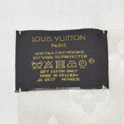Louis Vuitton Silk Lurex Wool Monogram Shine Shawl Charcoal Greige 5 of 5