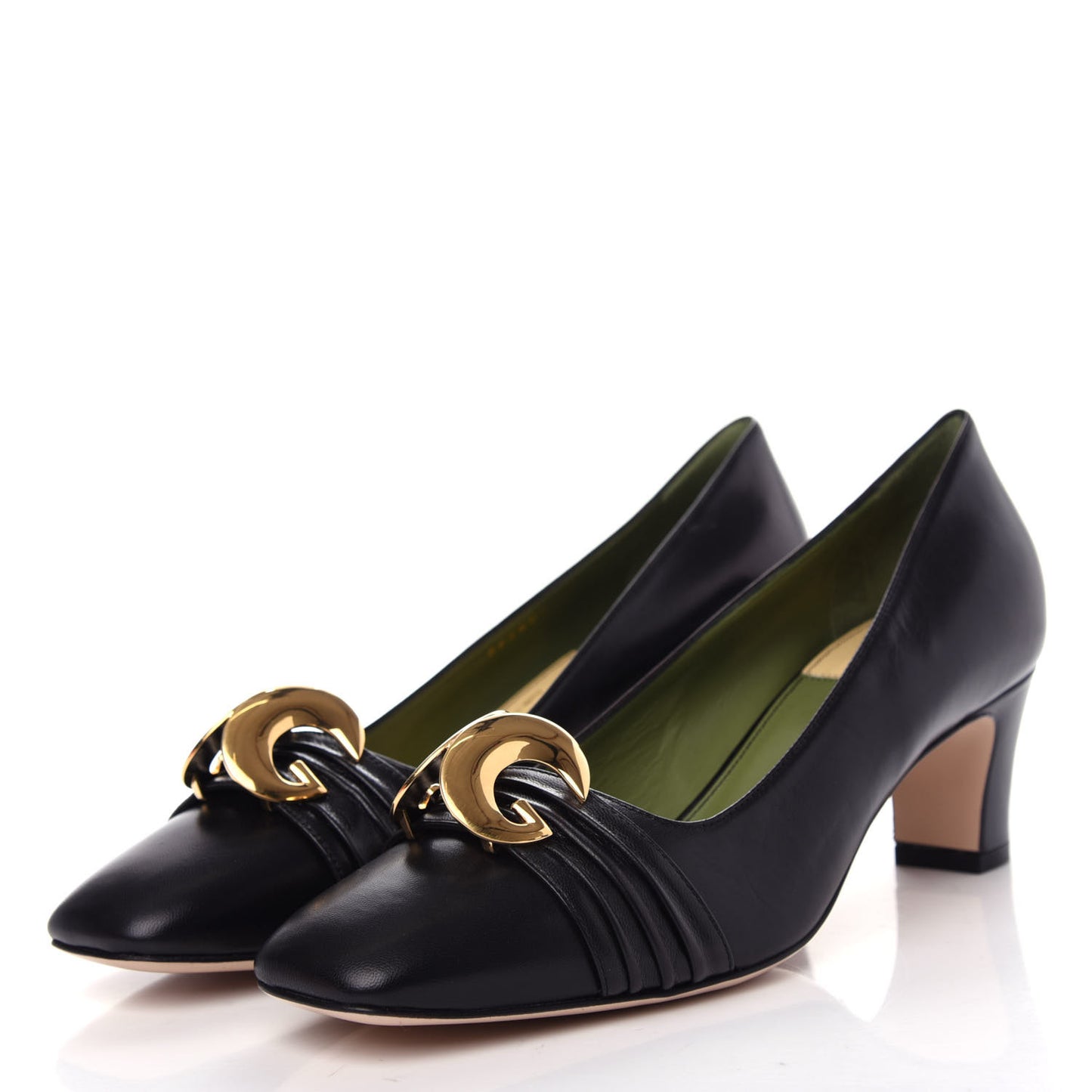 Malaga Kid Half Moon GG Square Toe Pumps 39 Black