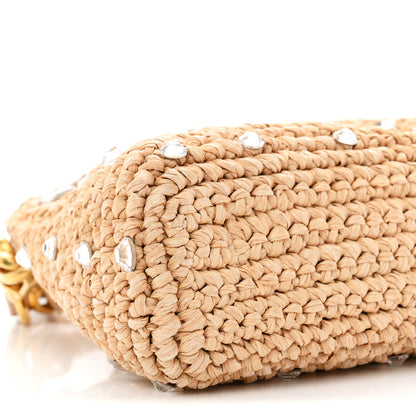 Jimmy Choo Raffia Woven Crystal Small Cinch Bag Natural 9 of 10