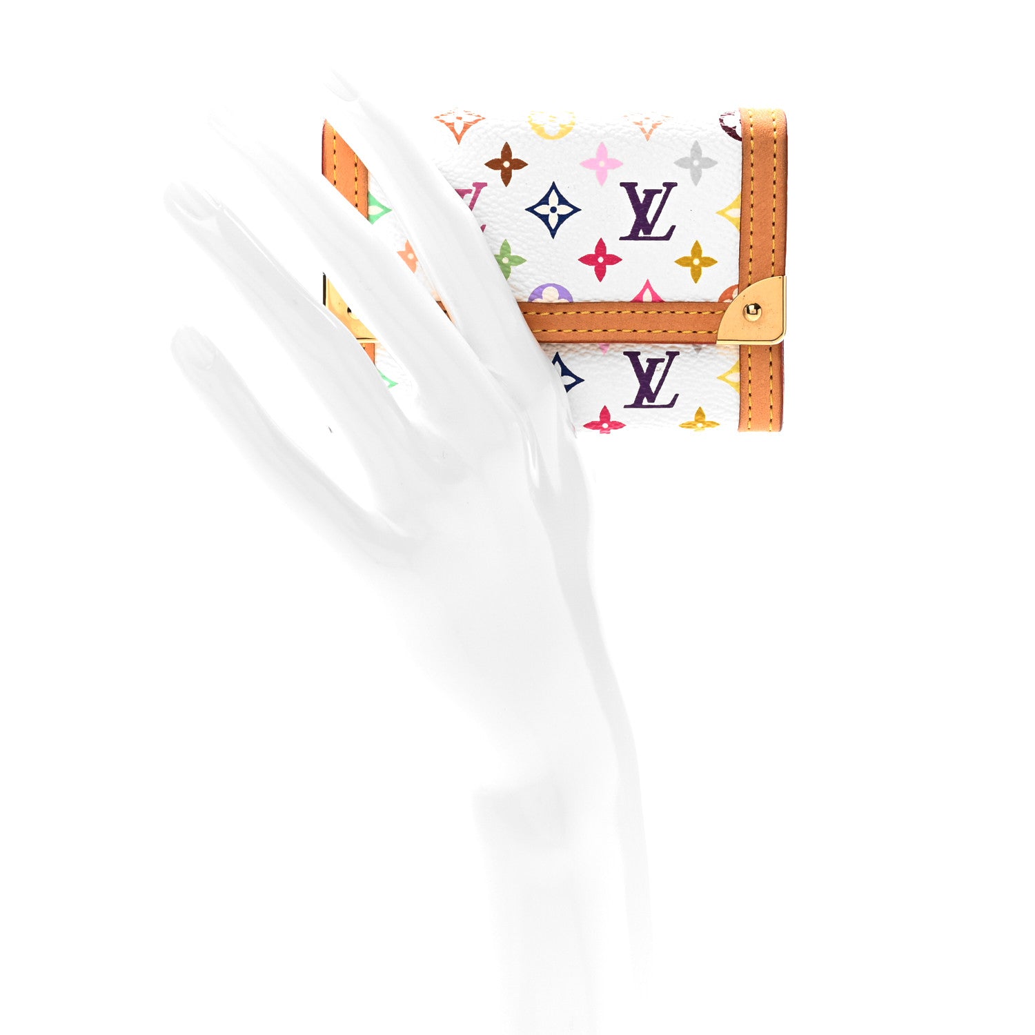 Louis Vuitton Monogram Multicolor Porte-Monnaie Plat Coin Purse White 2 of 6