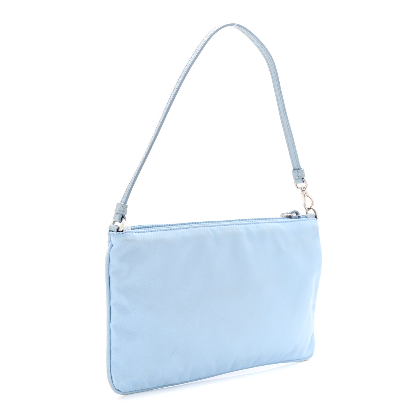 Re-Nylon Vela Saffiano Mini Pochette Bag Celeste