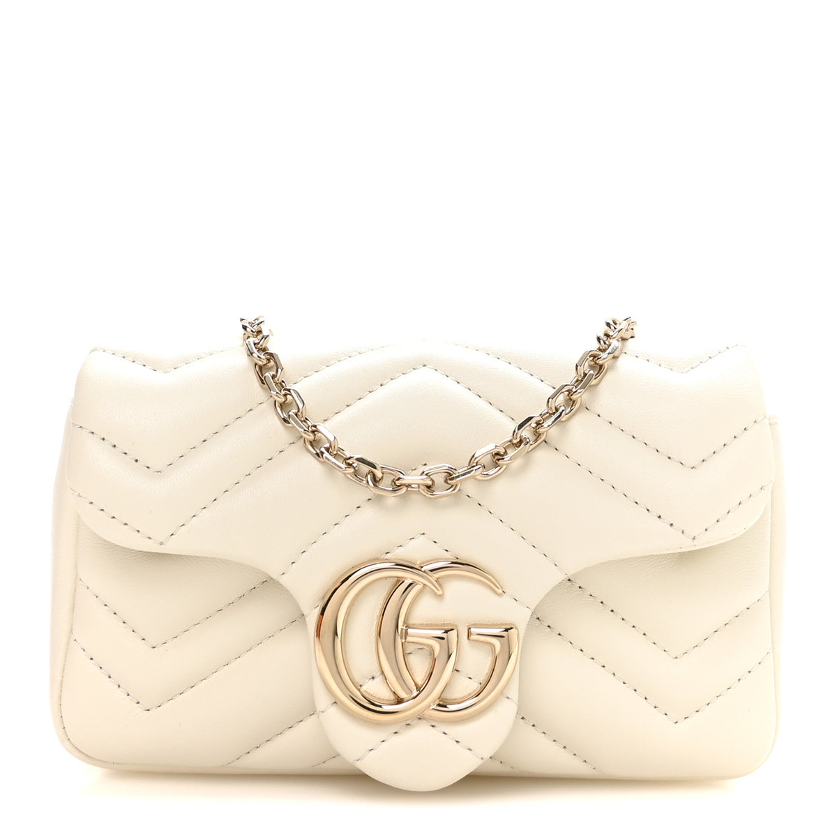 Gucci Lambskin Matelasse Mini GG Marmont Shoulder Bag White 1 of 11