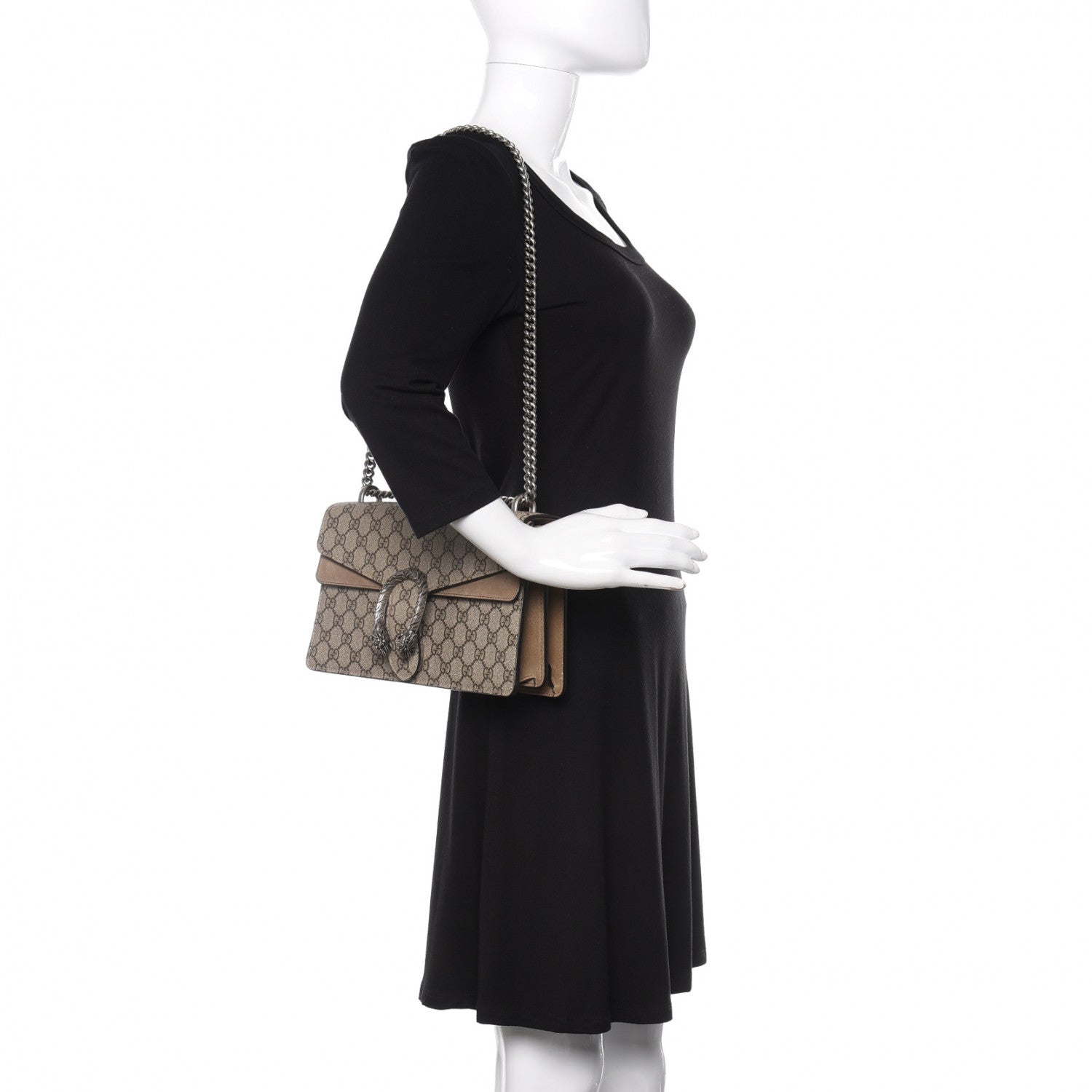 Gucci GG Supreme Monogram Small Dionysus Shoulder Bag Taupe 2 of 11