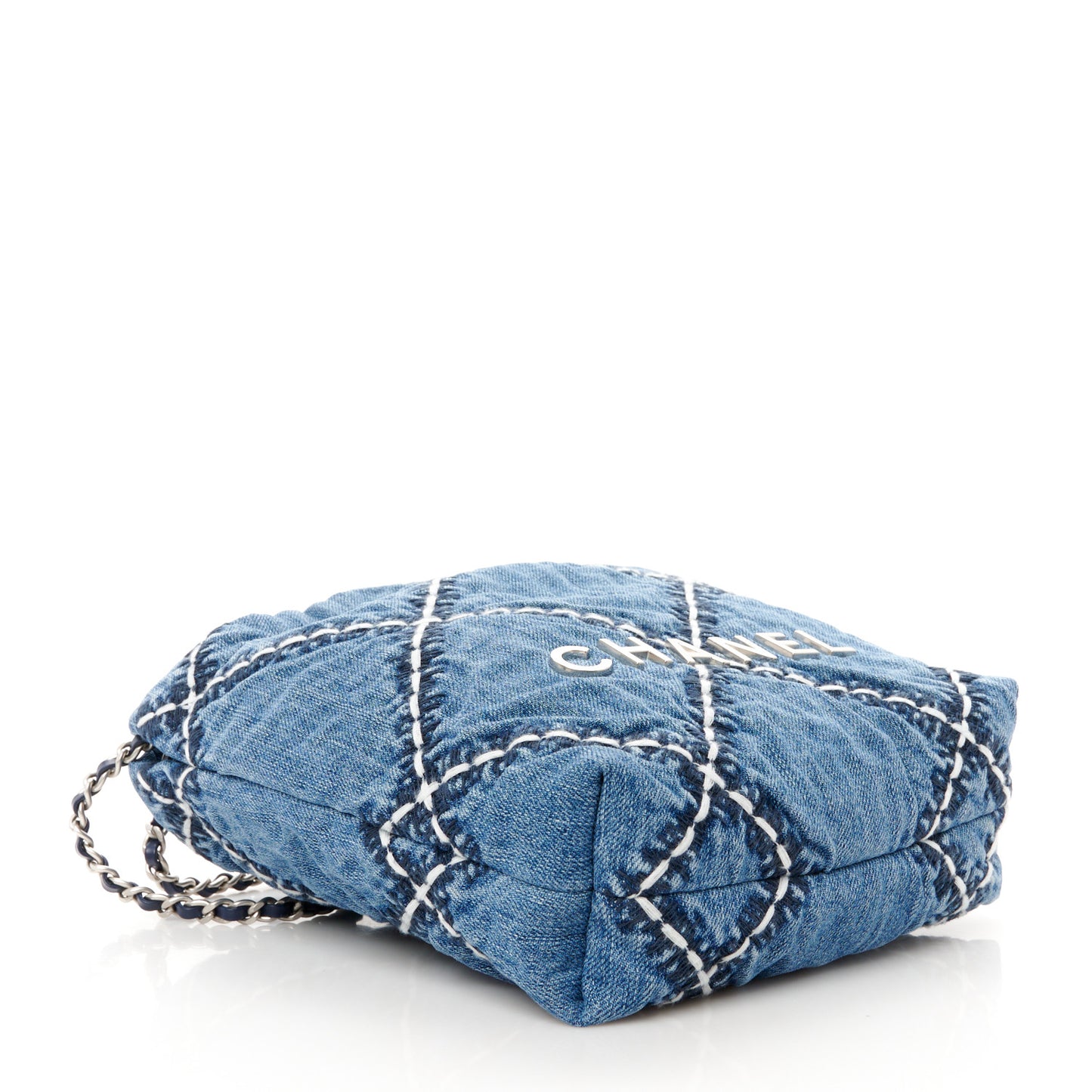 Denim Stitched Quilted Mini Chanel 22 Blue