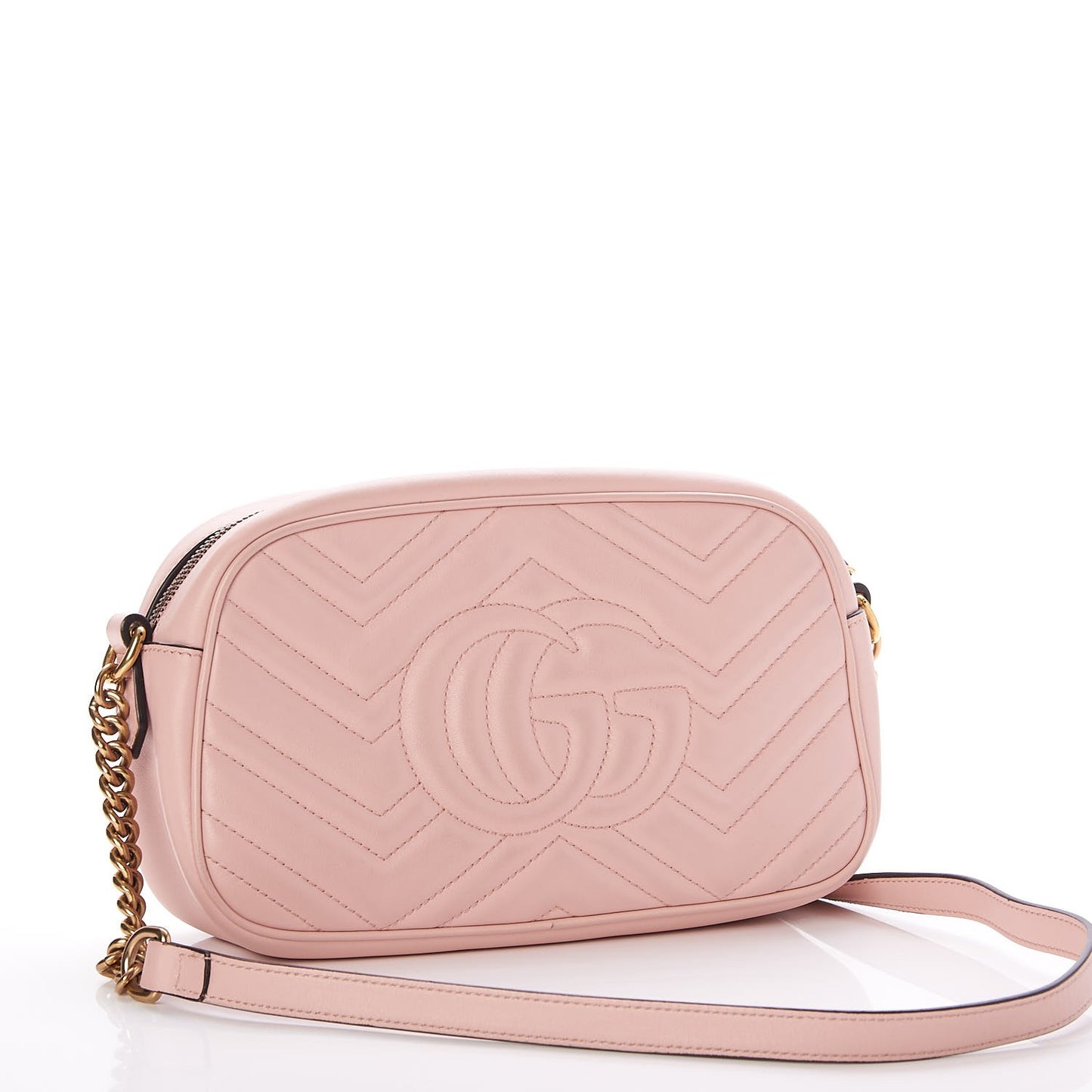 Calfskin Matelasse Small GG Marmont Chain Shoulder Bag Perfect Pink