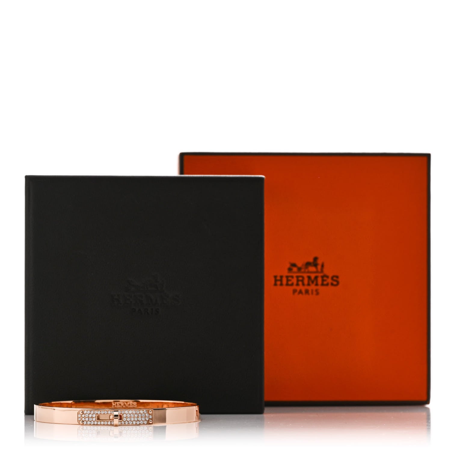 Hermes 18K Rose Gold Diamond PM Kelly Pave Bracelet SH 4 of 4