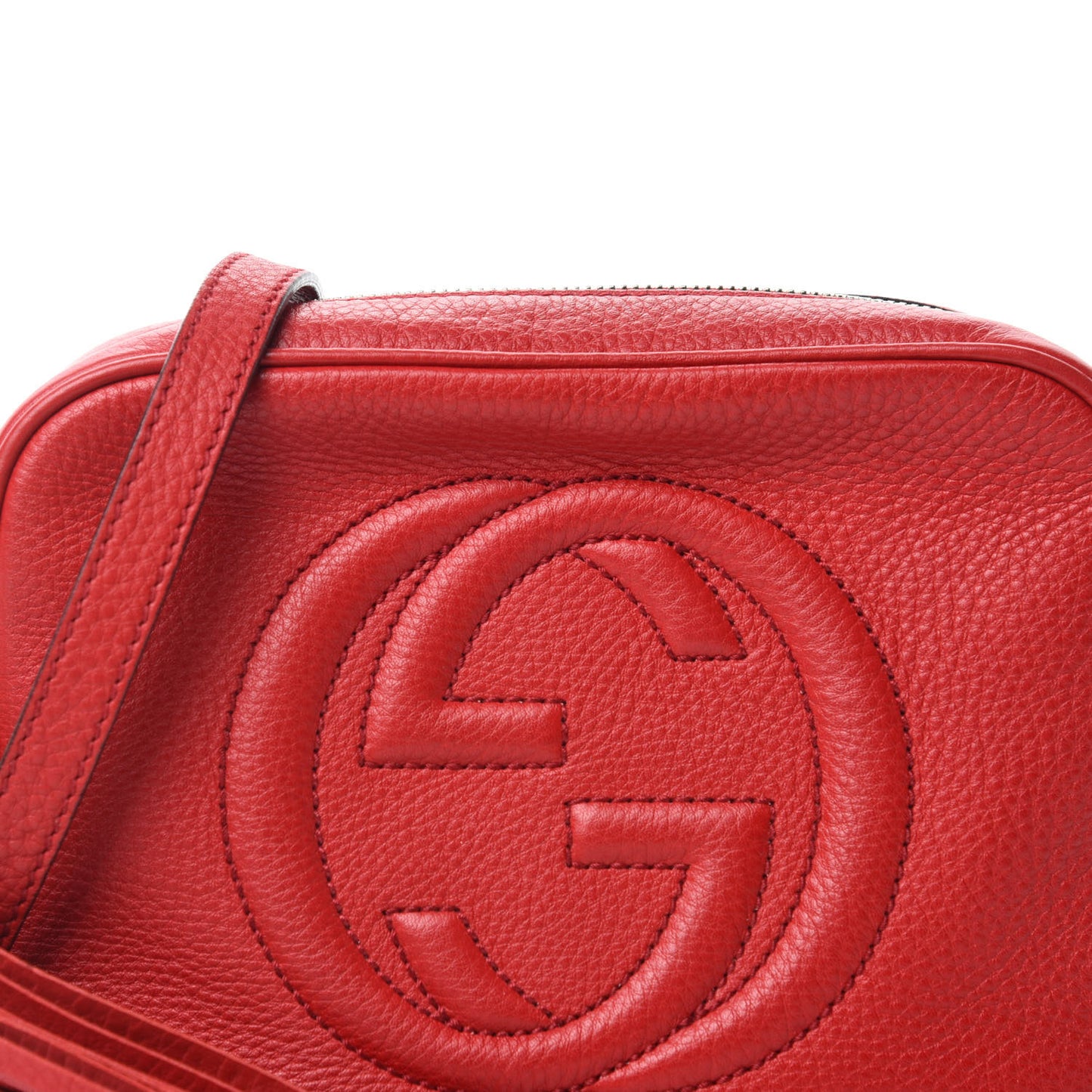 Pebbled Calfskin Small Soho Disco Bag Vibrant Red