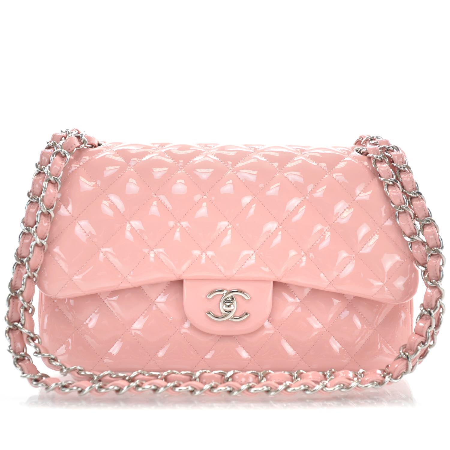 Chanel Patent Jumbo Double Flap Pink 1 of 11