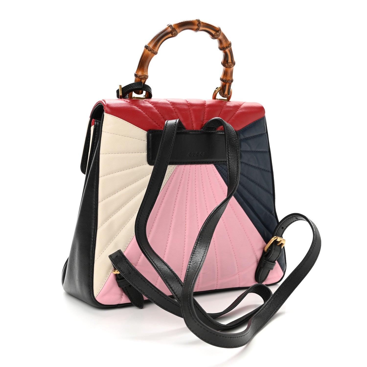 Gucci Calfskin Bamboo Trapuntata Queen Margaret Backpack Blue Agata Hibiscus Red Mystic White Sugar Pink 3 of 11