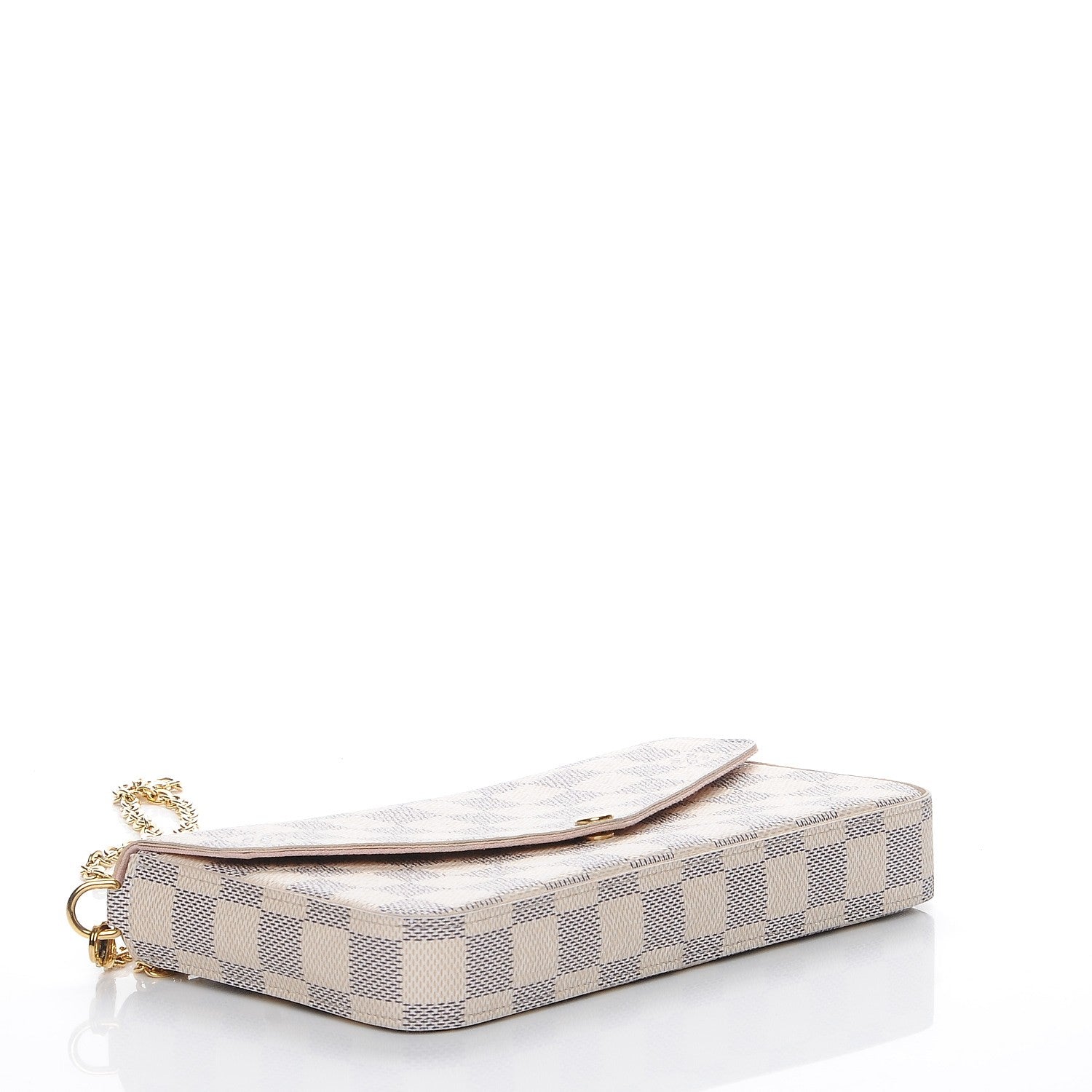 Louis Vuitton Damier Azur Pochette Felicie Chain Wallet Rose Ballerine 4 of 10